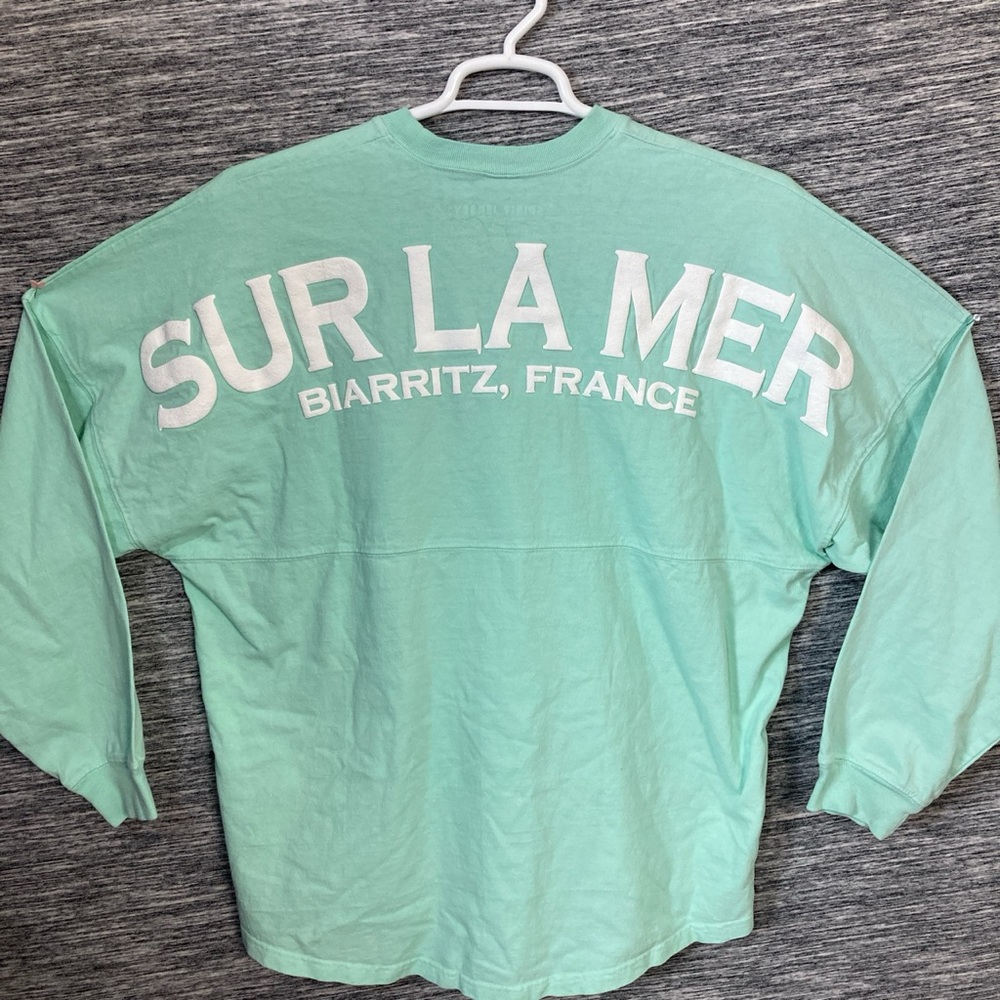 Jersey Men’s Mint Green Sweatshirt with White “SUR LA MER BIARRITZ FRANCE”